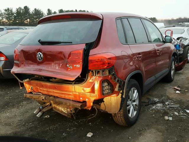 WVGAV3AX6DW113260 - 2013 VOLKSWAGEN TIGUAN S RED photo 4