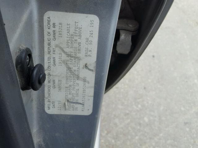 KLATA5261YB526900 - 2000 DAEWOO LANOS S Plata foto 10