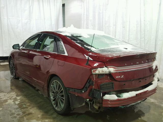 3LN6L2JK8ER821542 - 2014 LINCOLN MKZ Rojo foto 3