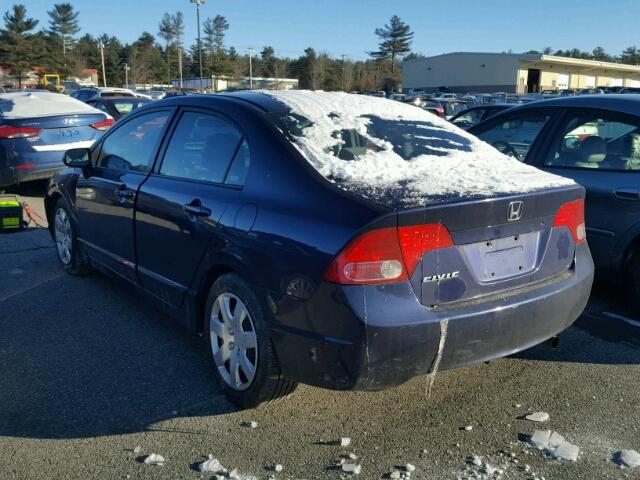 2HGFA15558H532189 - 2008 HONDA CIVIC LX BLUE photo 3