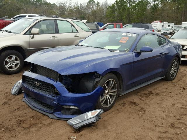 1FA6P8TH6F5367203 - 2015 FORD MUSTANG BLUE photo 2