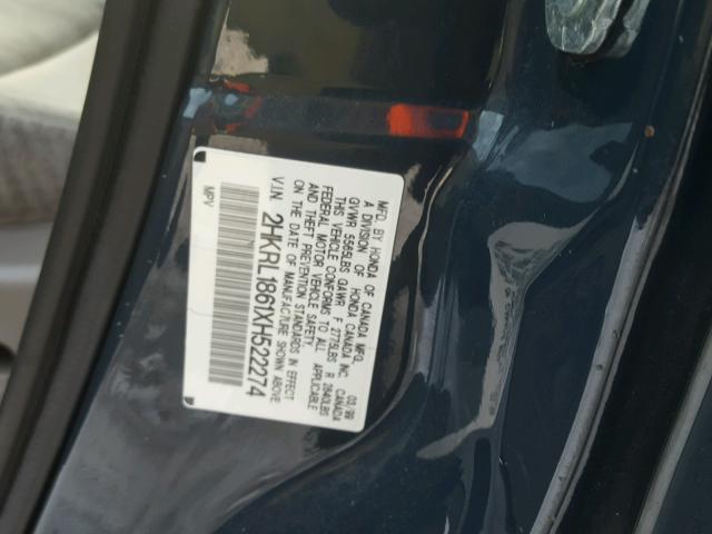 2HKRL1861XH522274 - 1999 HONDA ODYSSEY EX BLUE photo 10