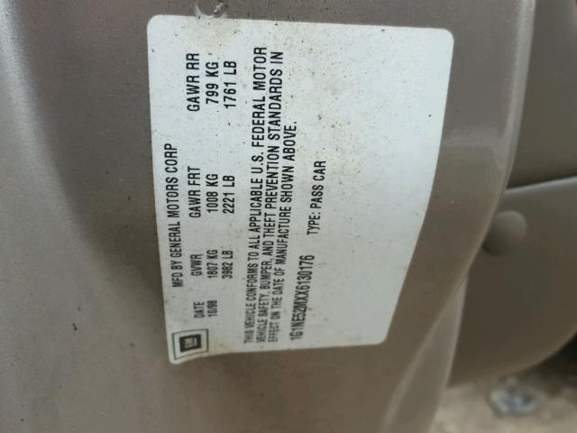 1G1NE52MXX6130176 - 1999 CHEVROLET MALIBU LS 米色 照片 10