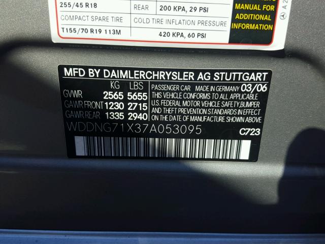 WDDNG71X37A053095 - 2007 MERCEDES-BENZ S 550 SILVER photo 10