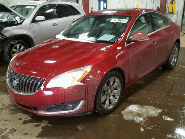 2G4GN5EX9F9169737 - 2015 BUICK REGAL PREM RED photo 2