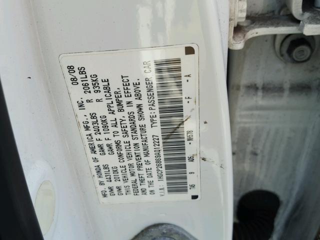 1HGCP26869A012227 - 2009 HONDA ACCORD EXL WHITE photo 10