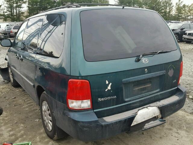 KNDUP131126342046 - 2002 KIA SEDONA EX GREEN photo 3