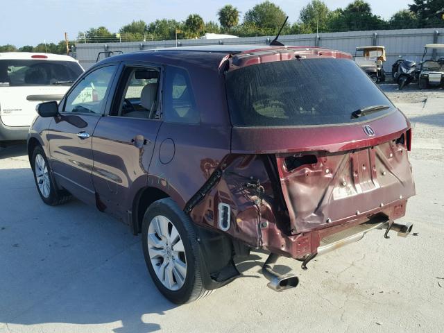 5J8TB2H29BA006953 - 2011 ACURA RDX BURGUNDY photo 3