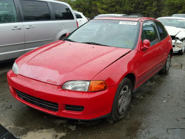 2HGEH3387PH501864 - 1993 HONDA CIVIC SI RED photo 2