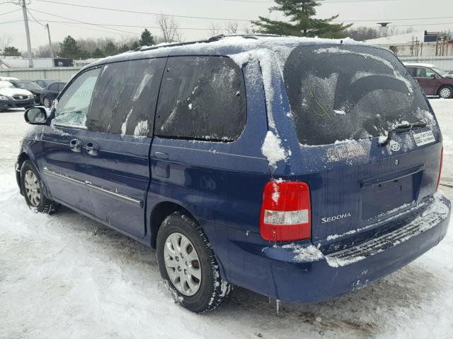 KNDUP131456613265 - 2005 KIA SEDONA EX BLUE photo 3