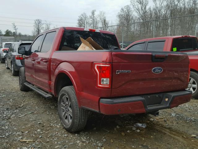 1FTEW1EF4HFA42607 - 2017 FORD F150 SUPER RED photo 3