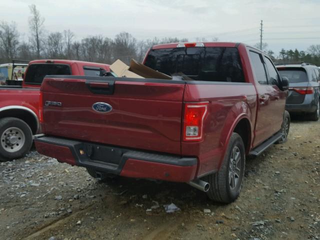 1FTEW1EF4HFA42607 - 2017 FORD F150 SUPER RED photo 4