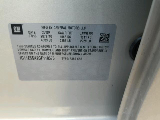 1G11E5SA2GF110573 - 2016 CHEVROLET MALIBU LIM 金色 照片 10