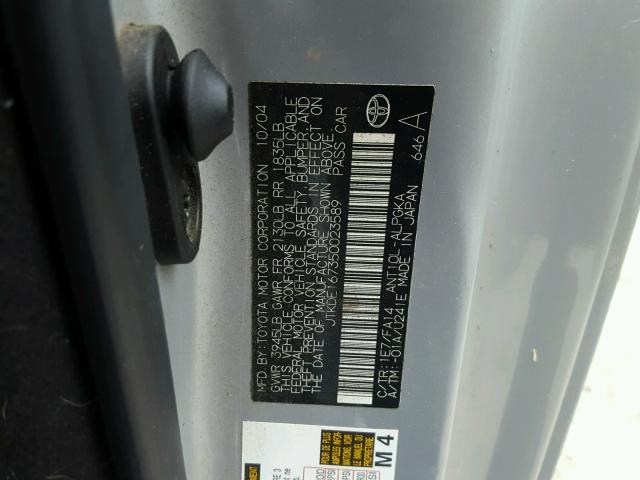 JTKDE167350023589 - 2005 TOYOTA SCION TC 银色 照片 10