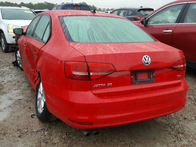 3VWD17AJ3FM236837 - 2015 VOLKSWAGEN JETTA SE RED photo 3