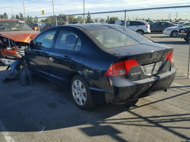 1HGFA16558L010678 - 2008 HONDA CIVIC LX BLACK photo 3