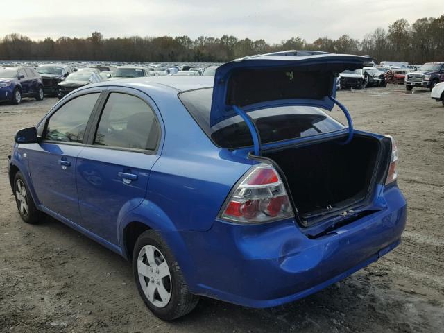 KL1TD56667B045766 - 2007 CHEVROLET AVEO BASE Niebieski zdjęcie 3