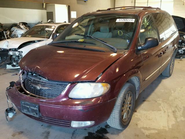 2C8GP64L13R162035 - 2003 CHRYSLER TOWN & COU BURGUNDY photo 2