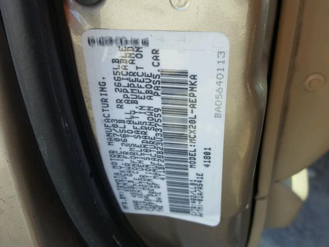 4T1BF28B23U337559 - 2003 TOYOTA AVALON XL GOLD photo 10