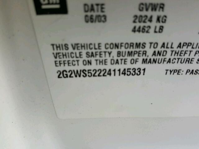 2G2WS522241145331 - 2004 PONTIAC GRAND PRIX WHITE photo 10