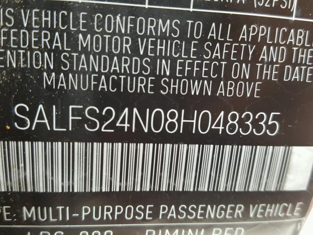 SALFS24N08H048335 - 2008 LAND ROVER LR2 SE TEC RED photo 10