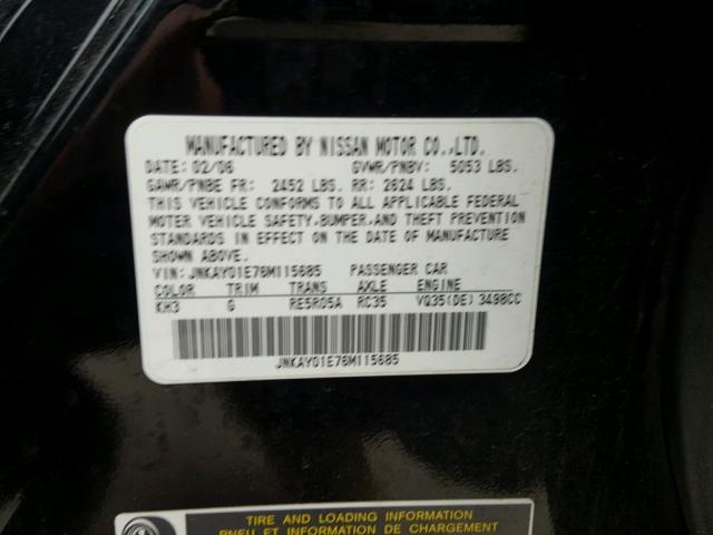 JNKAY01E76M115685 - 2006 INFINITI M35 SEDAN/ BLACK photo 10