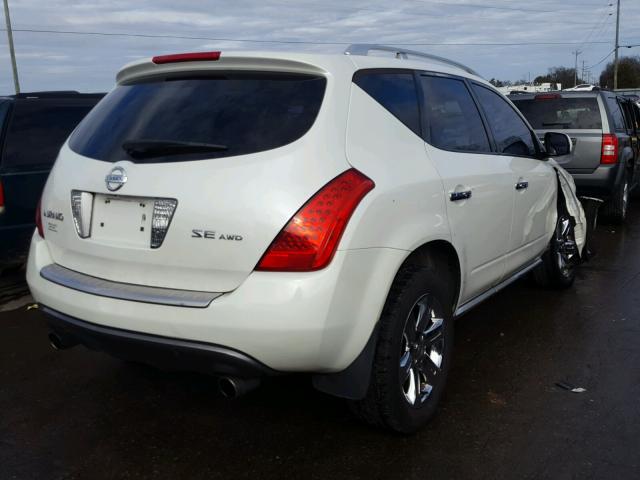 JN8AZ08W06W524990 - 2006 NISSAN MURANO SL WHITE photo 4