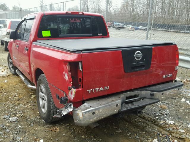 1N6BA07D38N306278 - 2008 NISSAN TITAN XE RED photo 3