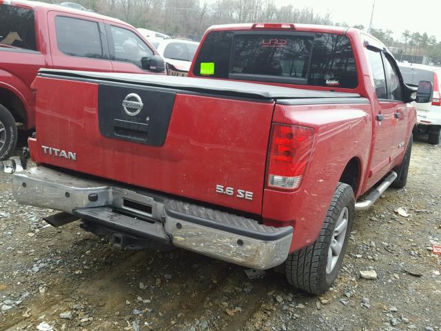 1N6BA07D38N306278 - 2008 NISSAN TITAN XE RED photo 4