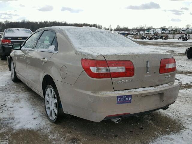 3LNHM26T08R656744 - 2008 LINCOLN MKZ TAN photo 3