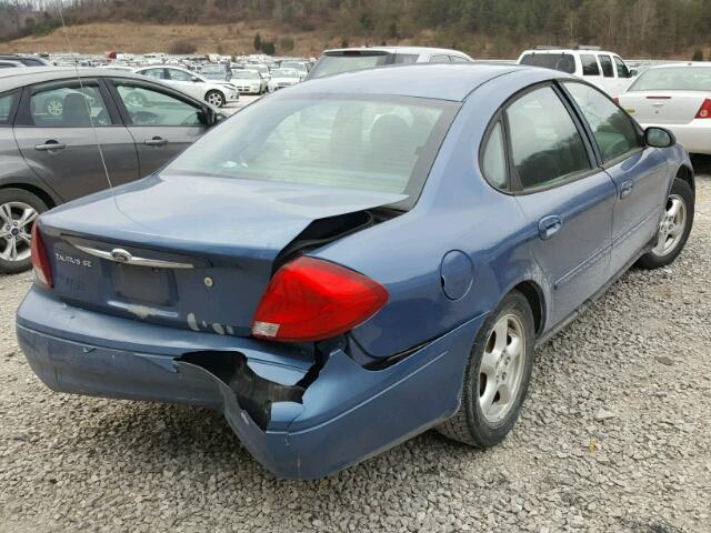 1FAHP53U72A209023 - 2002 FORD TAURUS SE BLUE photo 4