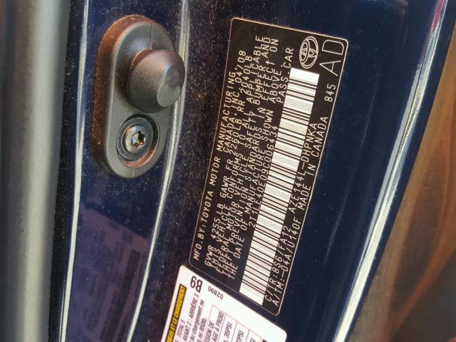 2T1LE40E09C006434 - 2009 TOYOTA COROLLA MA BLUE photo 10