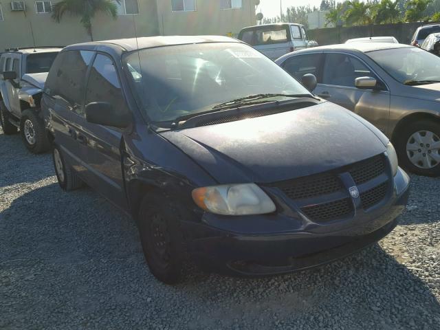 1B4GP15B22B563114 - 2002 DODGE CARAVAN EC BLUE photo 1