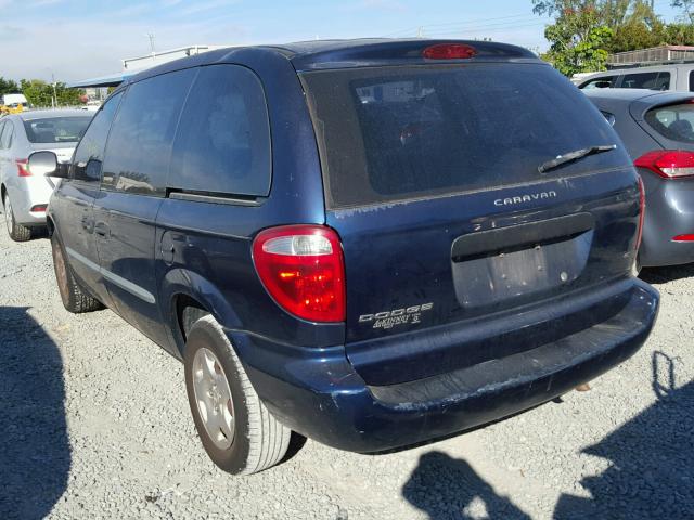 1B4GP15B22B563114 - 2002 DODGE CARAVAN EC BLUE photo 3