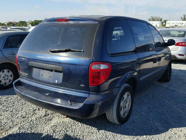 1B4GP15B22B563114 - 2002 DODGE CARAVAN EC BLUE photo 4