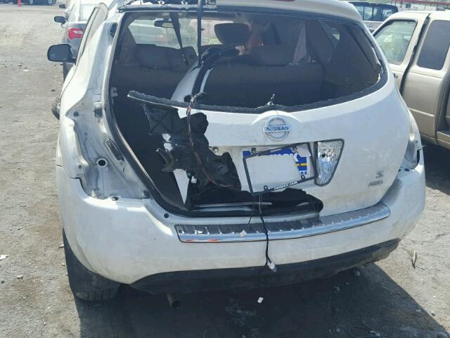 JN8AZ08W17W662622 - 2007 NISSAN MURANO SL WHITE photo 9