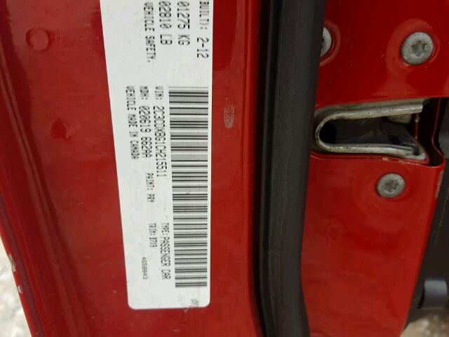 2C3CDXBG1CH215511 - 2012 DODGE CHARGER SE RED photo 10