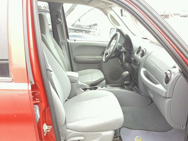 1J4GL48KX6W184771 - 2006 JEEP LIBERTY SP RED photo 5