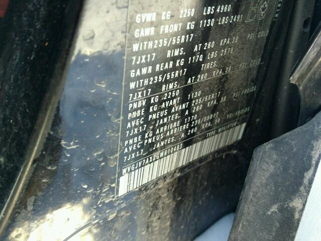 WVGJV7AX8GW610483 - 2016 VOLKSWAGEN TIGUAN COM BLACK photo 10