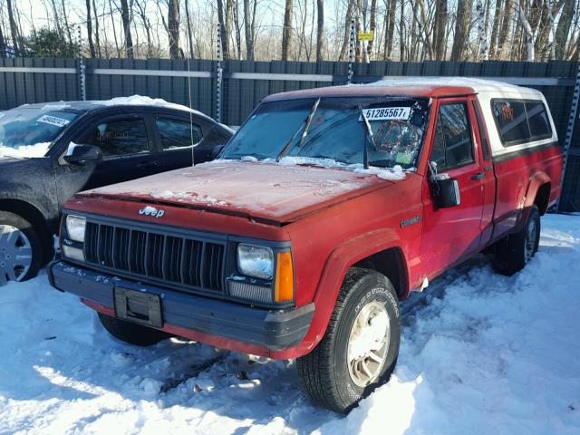 1J7FJ36S5ML520472 - 1991 JEEP COMANCHE P RED photo 2