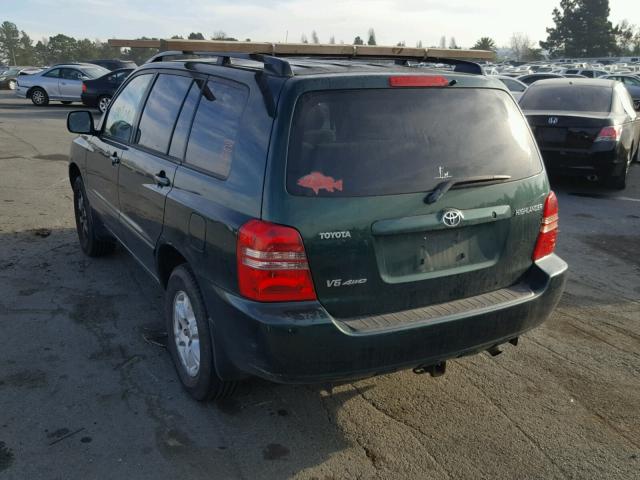 JTEHF21AX10034187 - 2001 TOYOTA HIGHLANDER GREEN photo 3