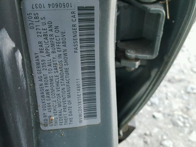 WVWCD63B35E148011 - 2005 VOLKSWAGEN PASSAT GLS GREEN photo 10