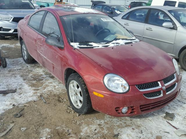 1B3ES56C85D208885 - 2005 DODGE NEON SXT RED photo 1