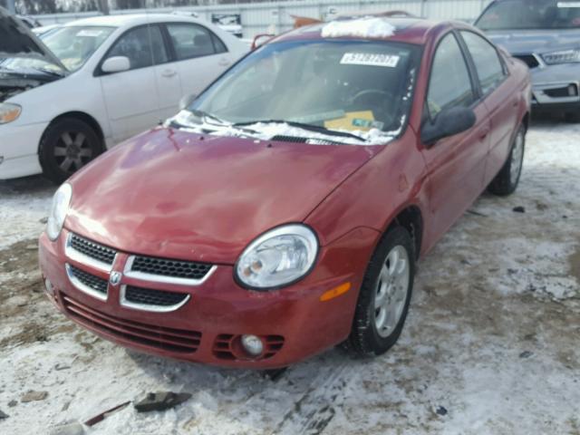 1B3ES56C85D208885 - 2005 DODGE NEON SXT RED photo 2