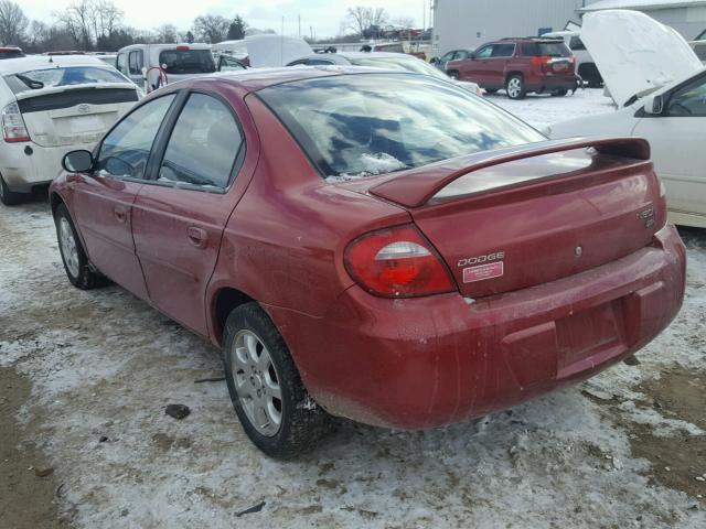 1B3ES56C85D208885 - 2005 DODGE NEON SXT RED photo 3