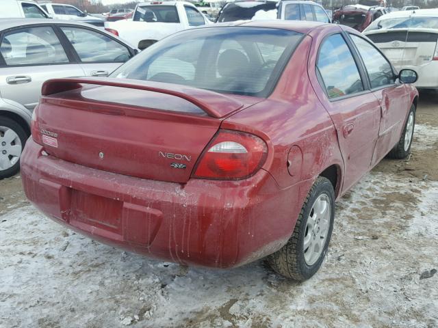 1B3ES56C85D208885 - 2005 DODGE NEON SXT RED photo 4