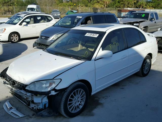 2HGES26745H628387 - 2005 HONDA CIVIC EX WHITE photo 2