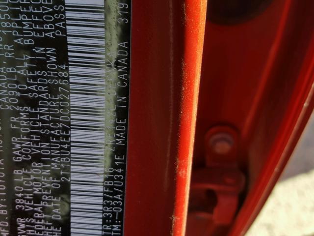 2T1BU4EE7DC027684 - 2013 TOYOTA COROLLA BA RED photo 10