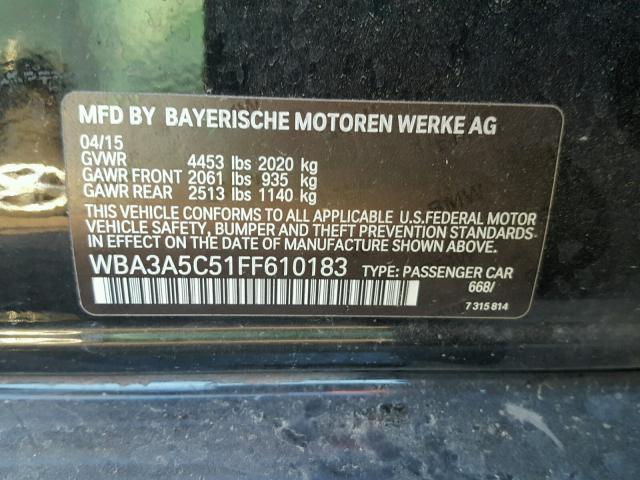 WBA3A5C51FF610183 - 2015 BMW 328 I BLACK photo 10