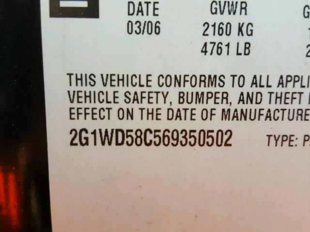 2G1WD58C569350502 - 2006 CHEVROLET IMPALA SUP 黑色 照片 10